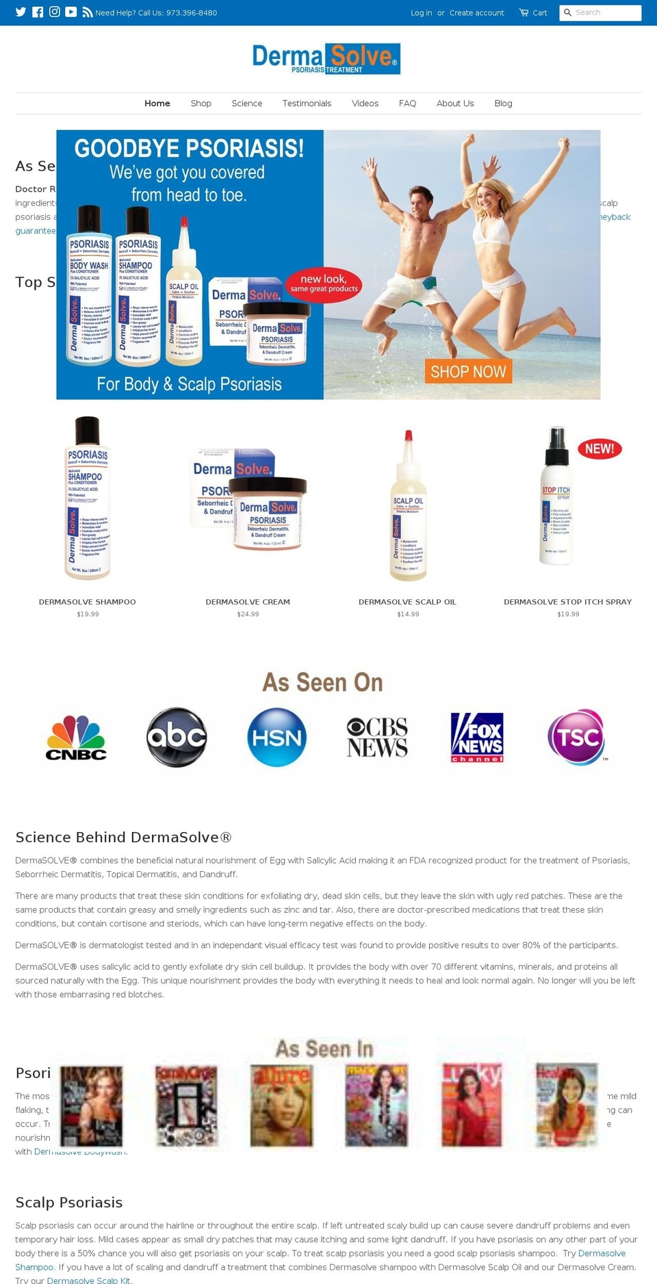 dermasolve.com shopify website screenshot
