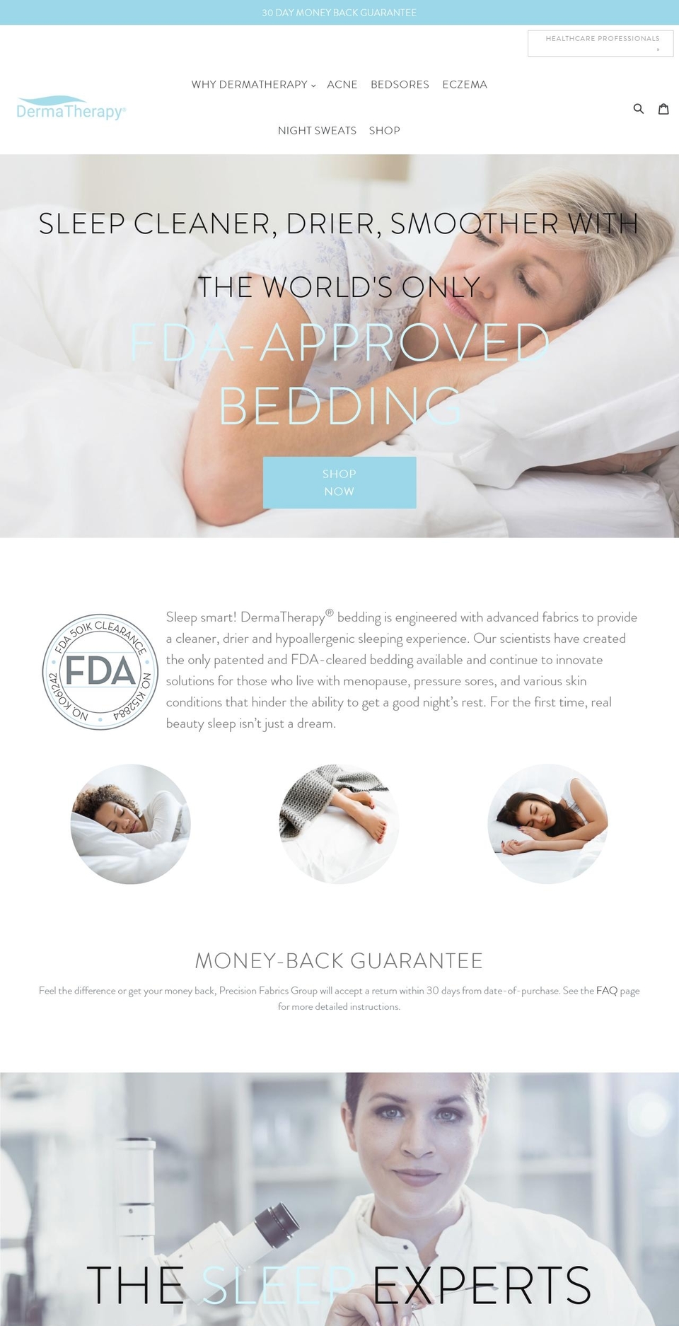 dermatherapybedding.com — Shopify storefront screenshot