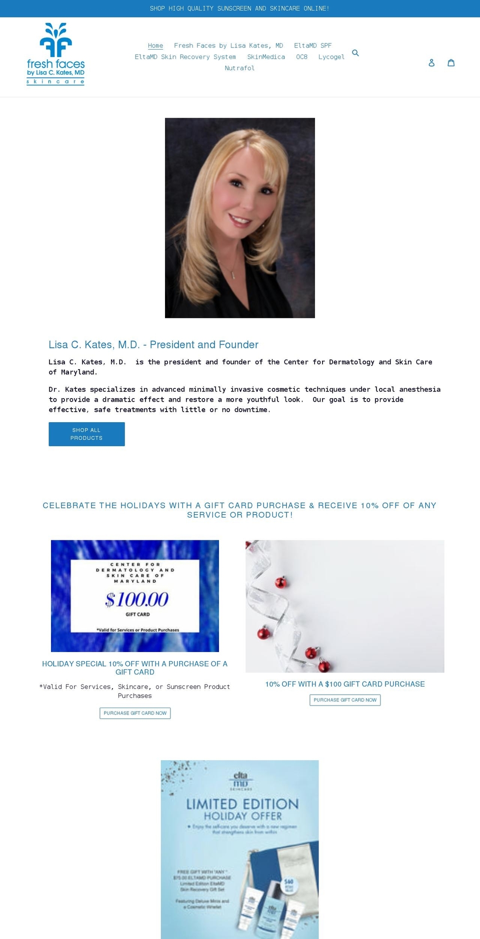 dermatology-and-skin-care-of-maryland.myshopify.com shopify website screenshot