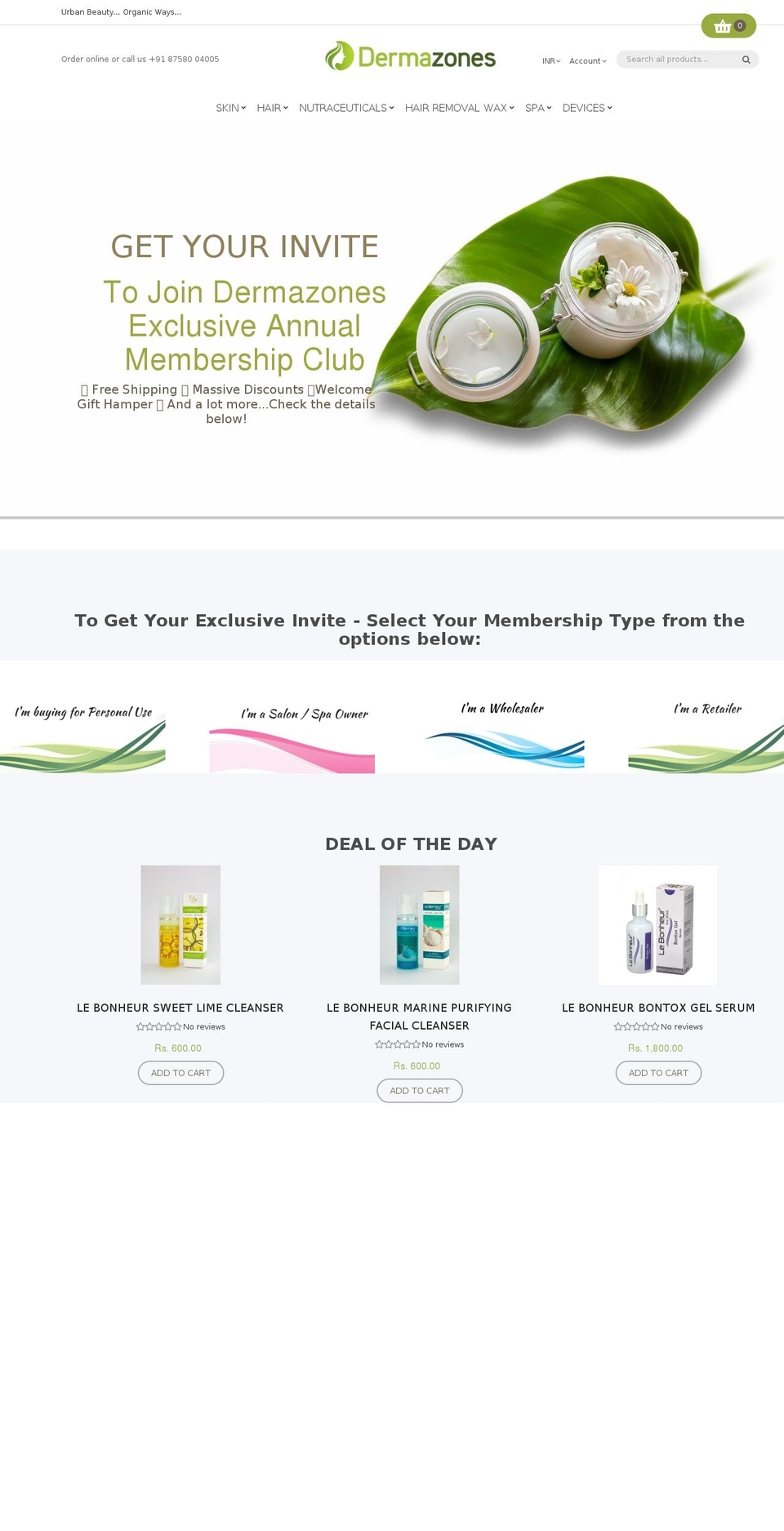 dermazones.com — Shopify storefront screenshot