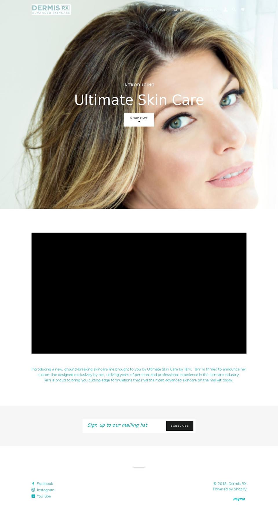dermisrx.net shopify website screenshot