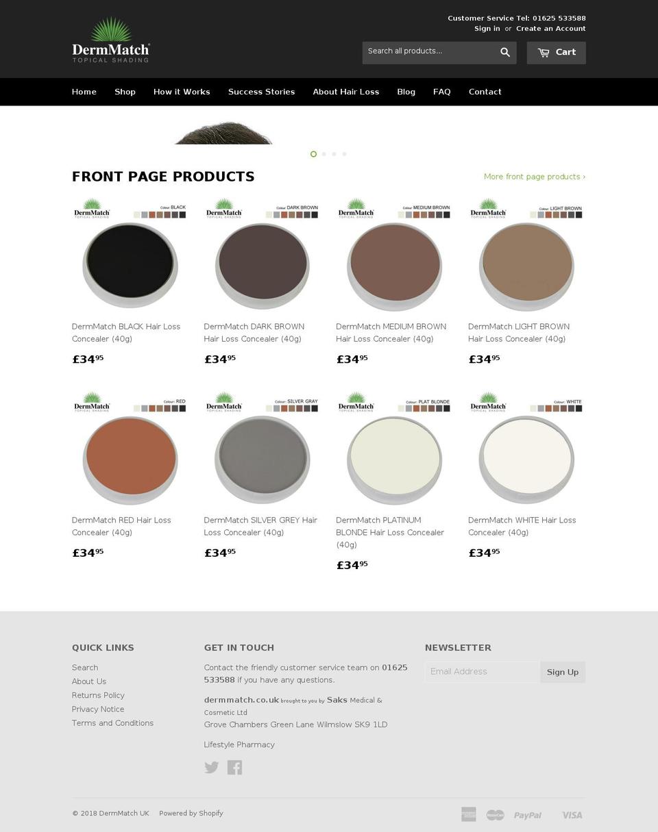 dermmatchuk.com — Shopify storefront screenshot