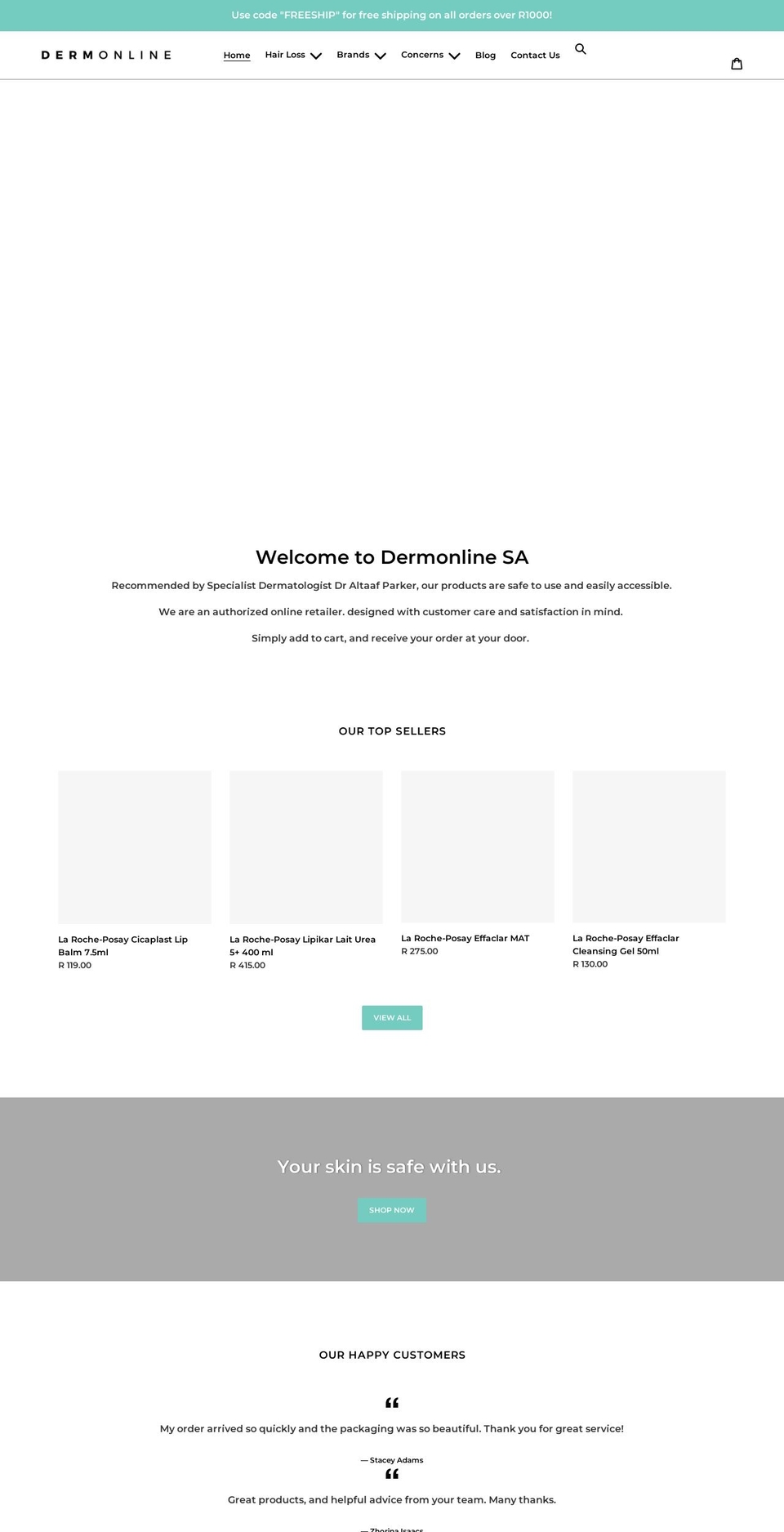 dermonlinesa.co.za shopify website screenshot