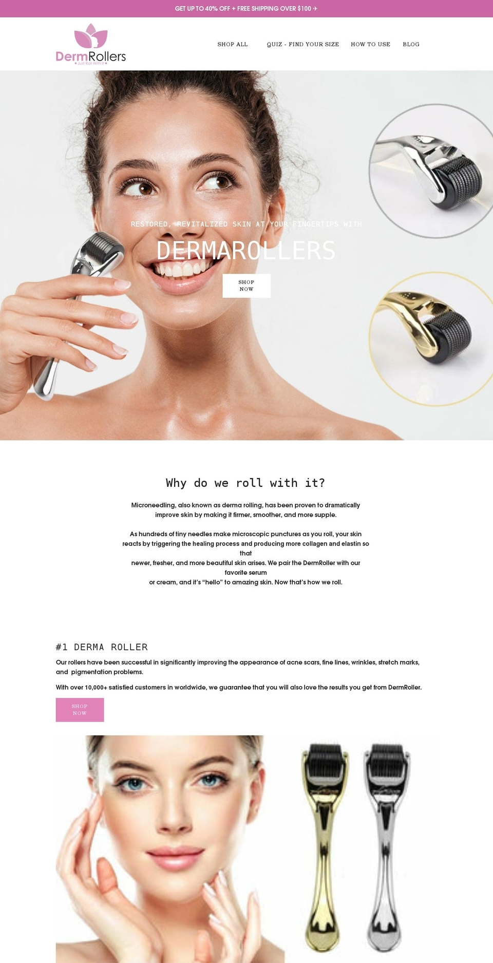 dermrollers.com shopify website screenshot
