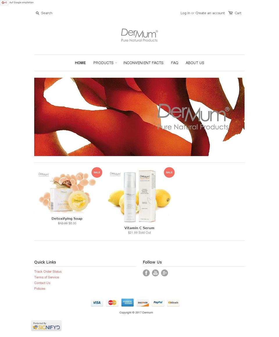 dermum.co shopify website screenshot