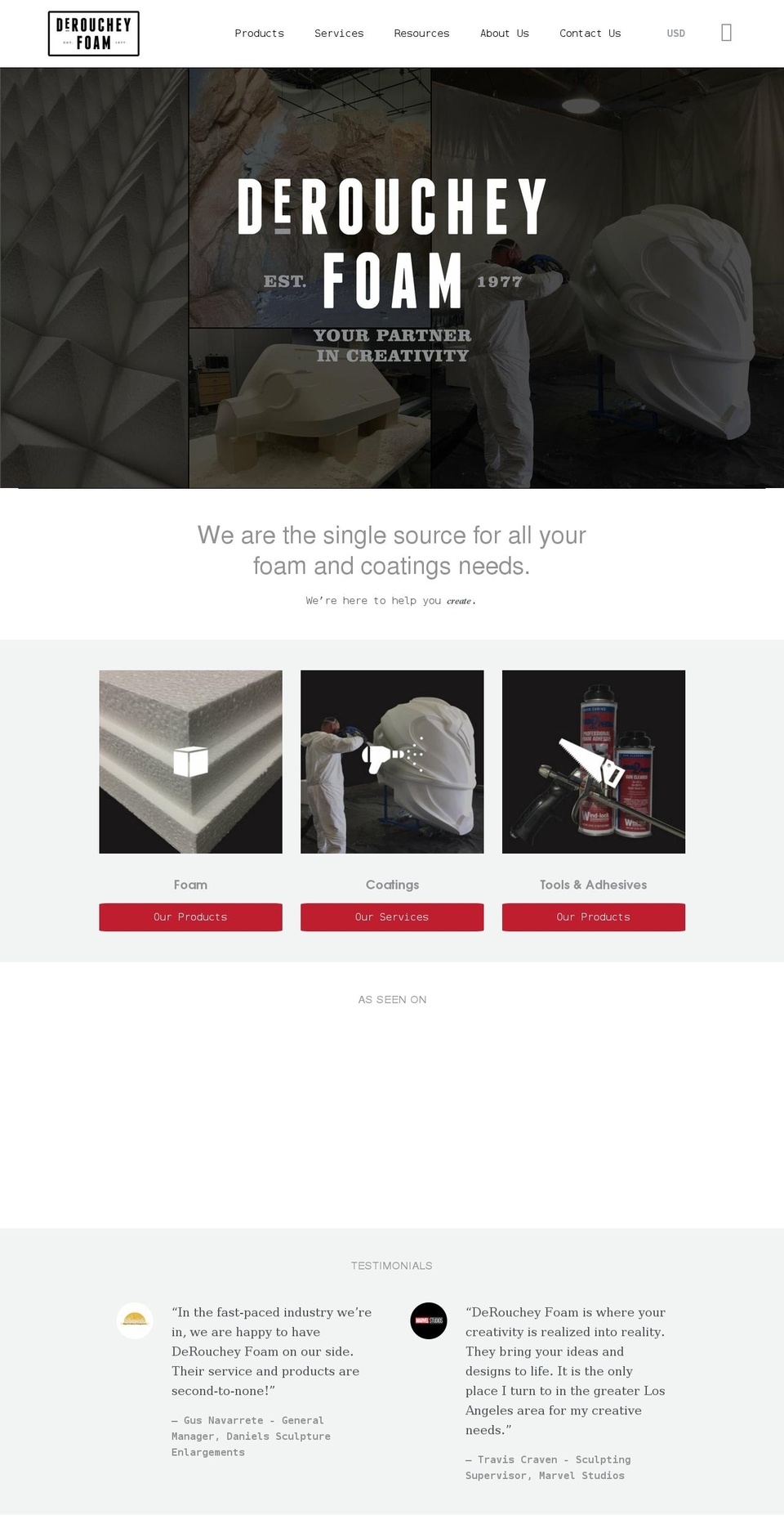 derofoam.com shopify website screenshot