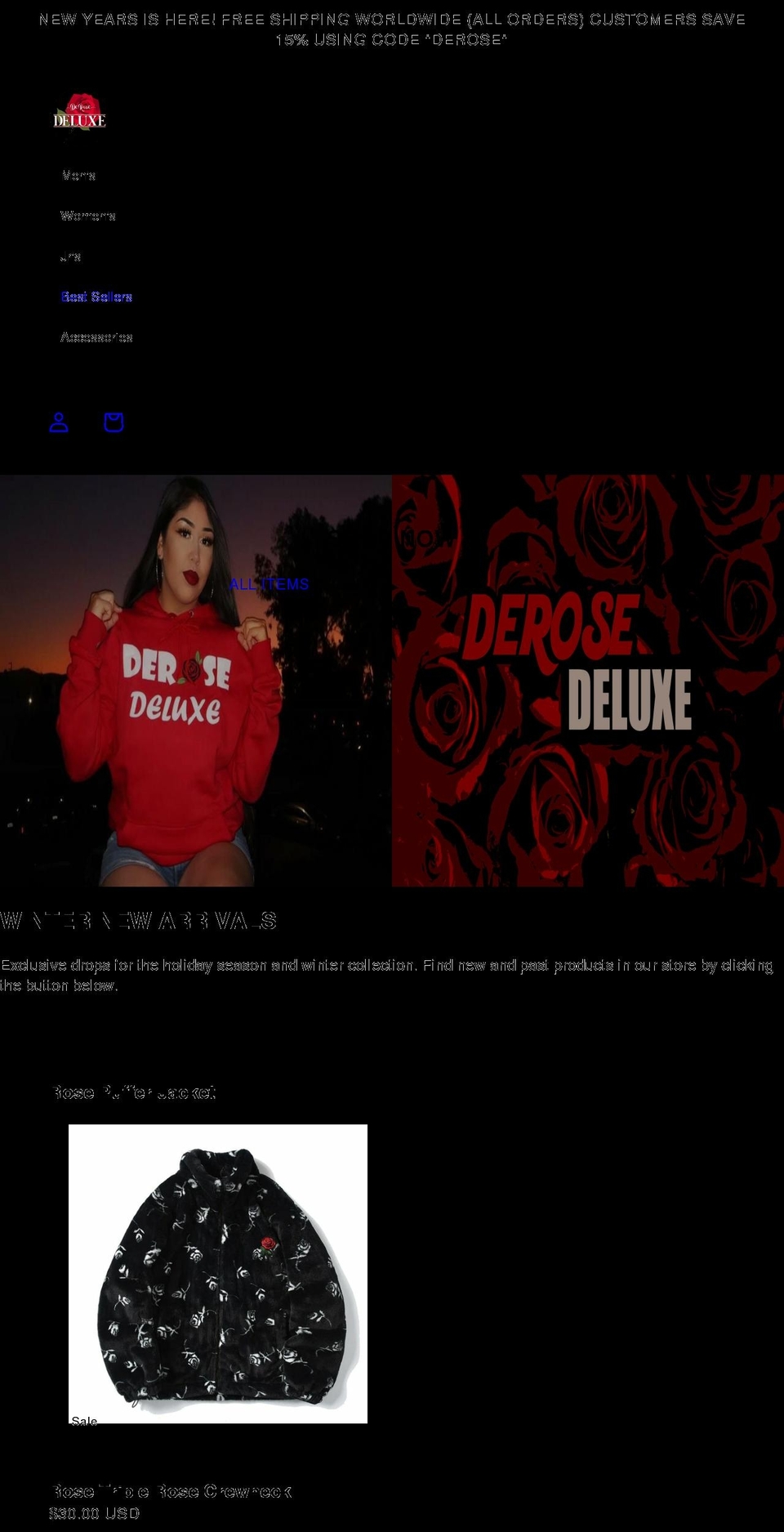 derosedeluxe.com — Shopify storefront screenshot