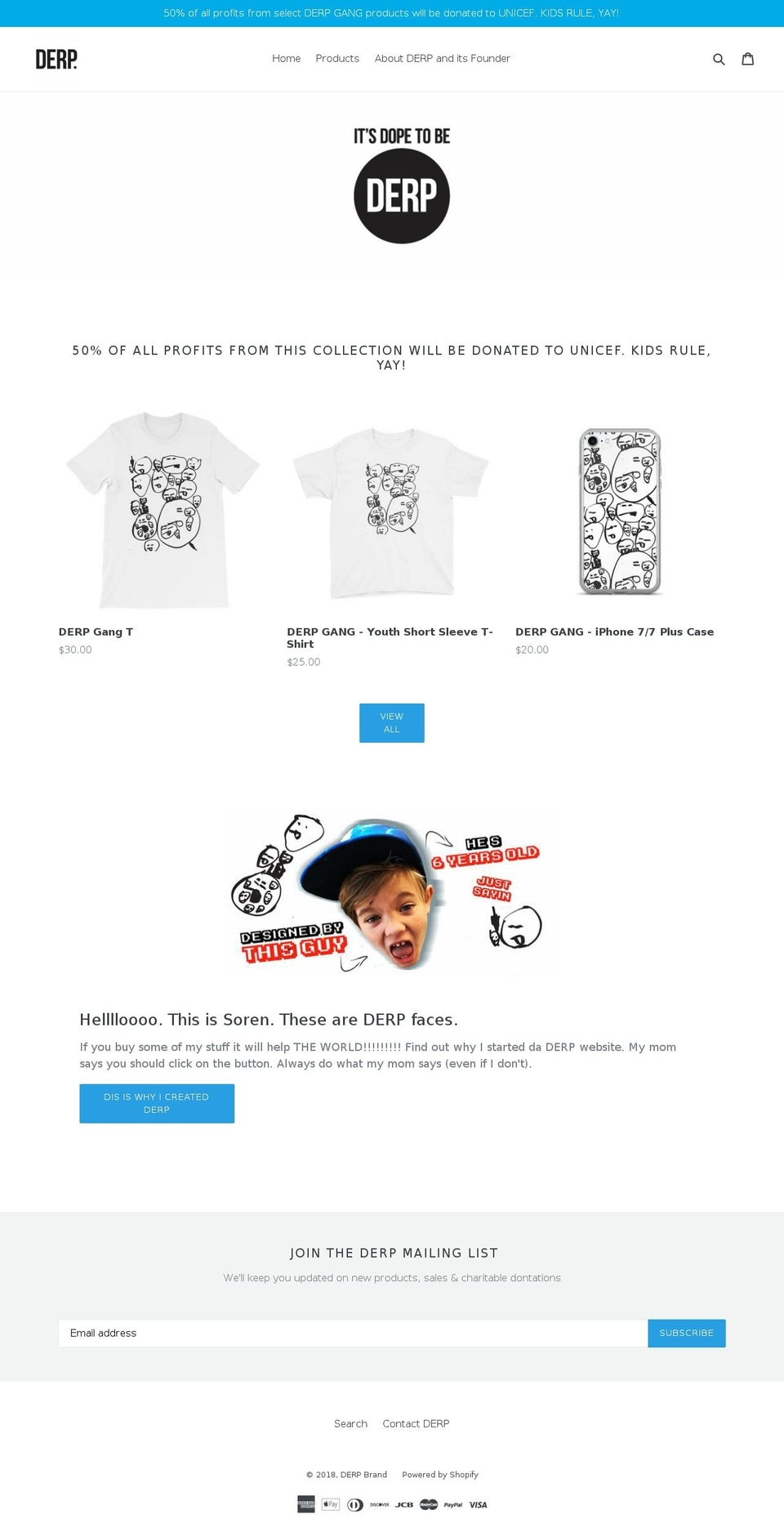 derpbrand.com — Shopify storefront screenshot