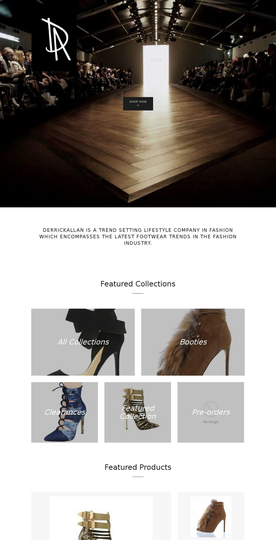 derrickallanfashion.com — Shopify storefront screenshot