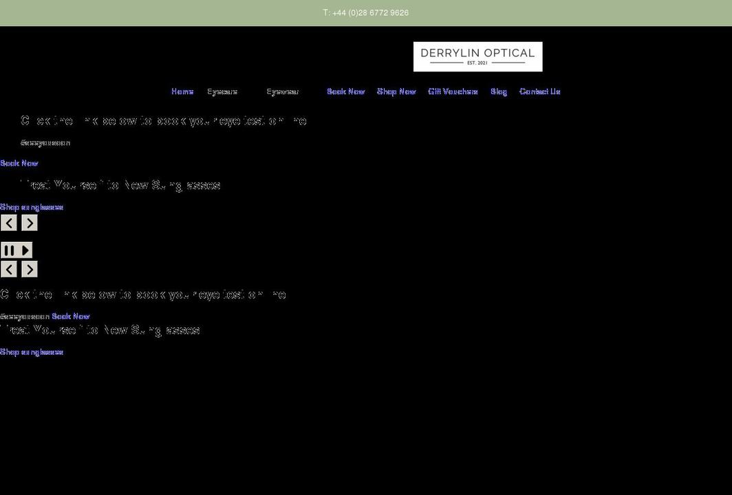 derrylinoptical.com shopify website screenshot