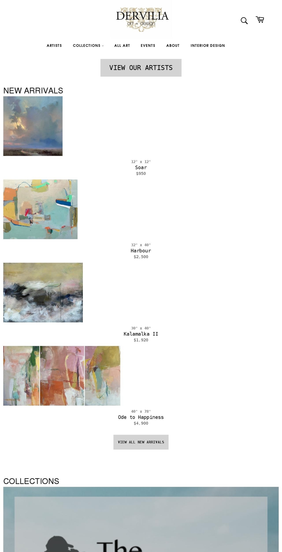 derviliaart.com shopify website screenshot