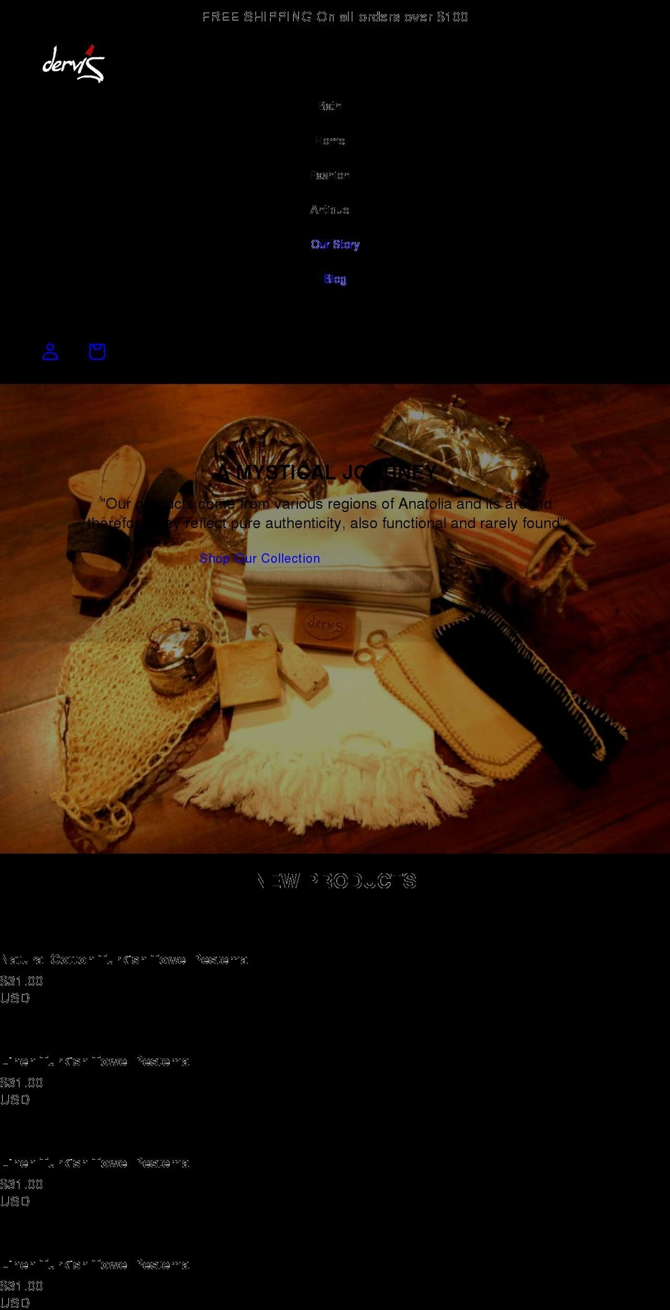 dervis.com shopify website screenshot