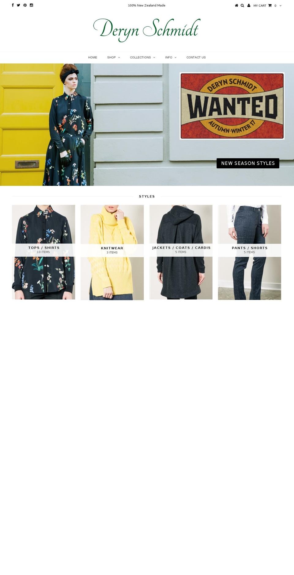 derynschmidt.co.nz shopify website screenshot