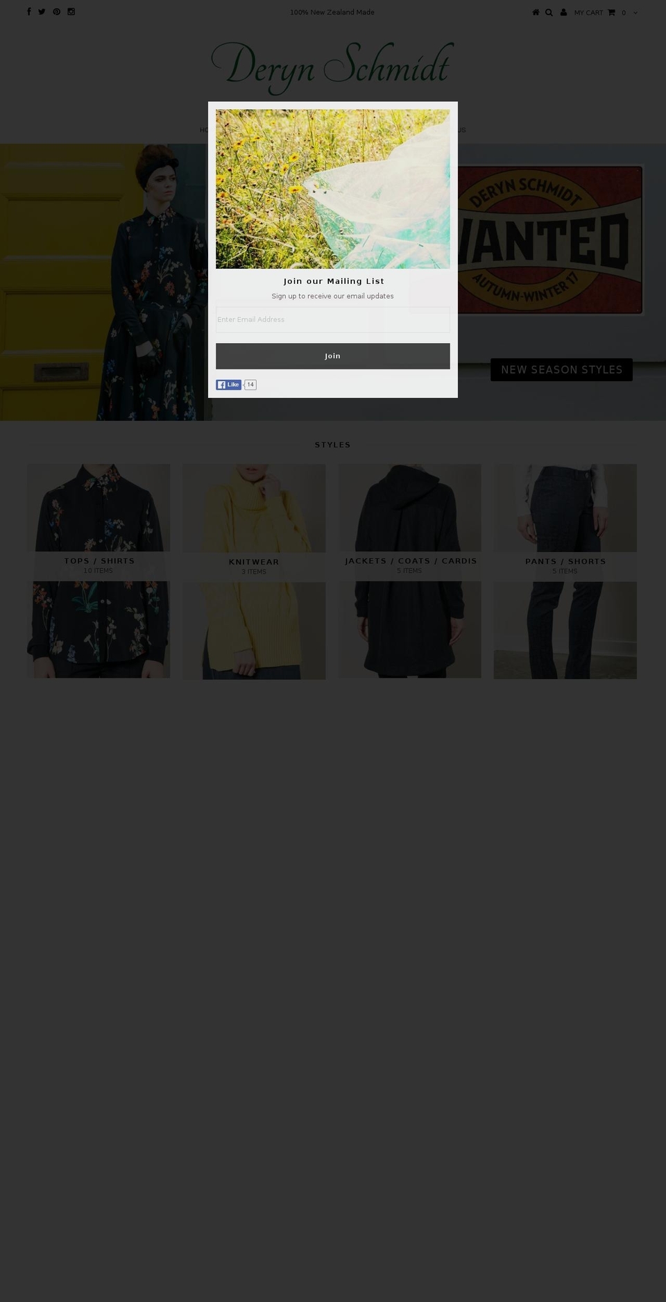 derynschmidt.com shopify website screenshot