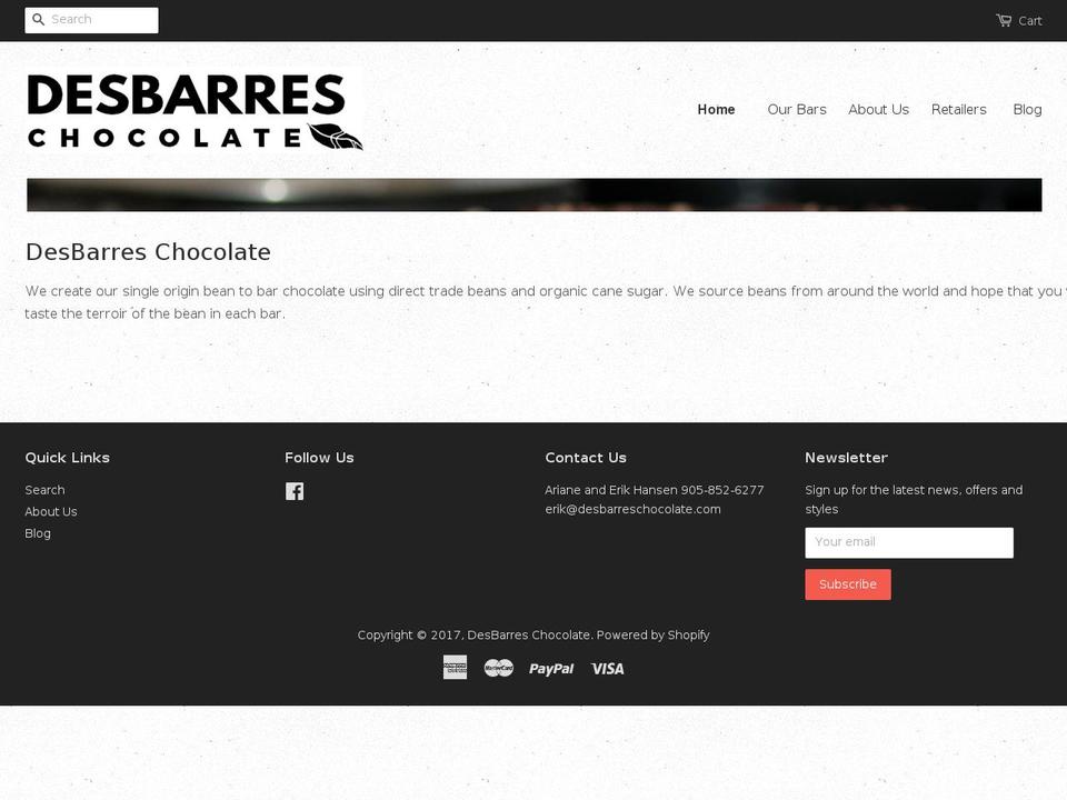 desbarreschocolate.com shopify website screenshot