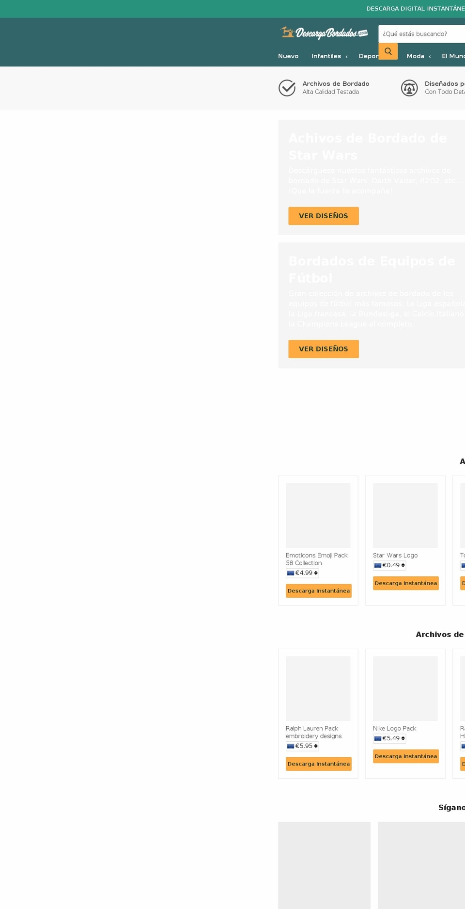 EmbroideryDownload by OHDIGITAL (Empire) Shopify theme site example descargabordados.com