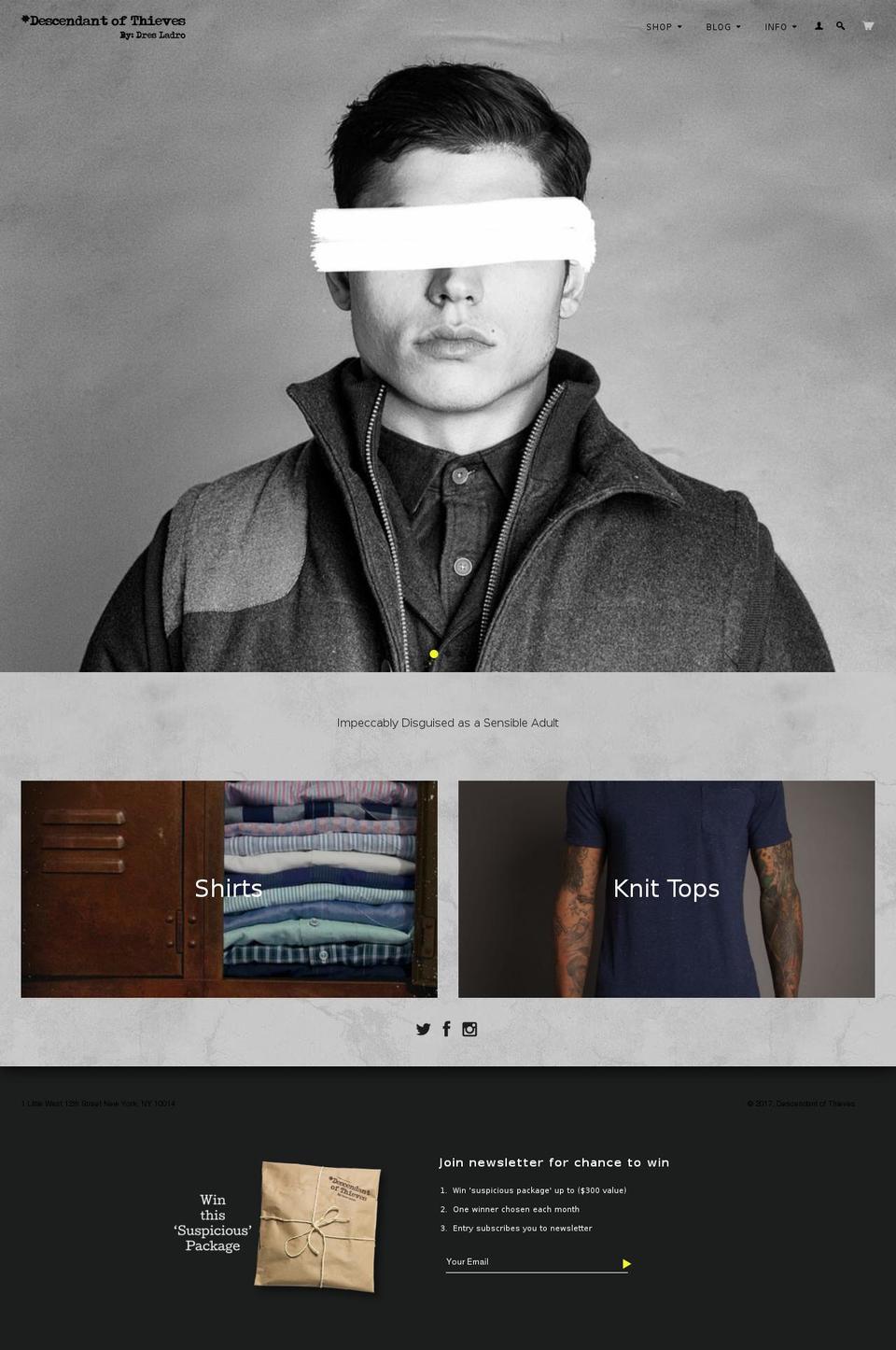 descendentofthieves.com shopify website screenshot