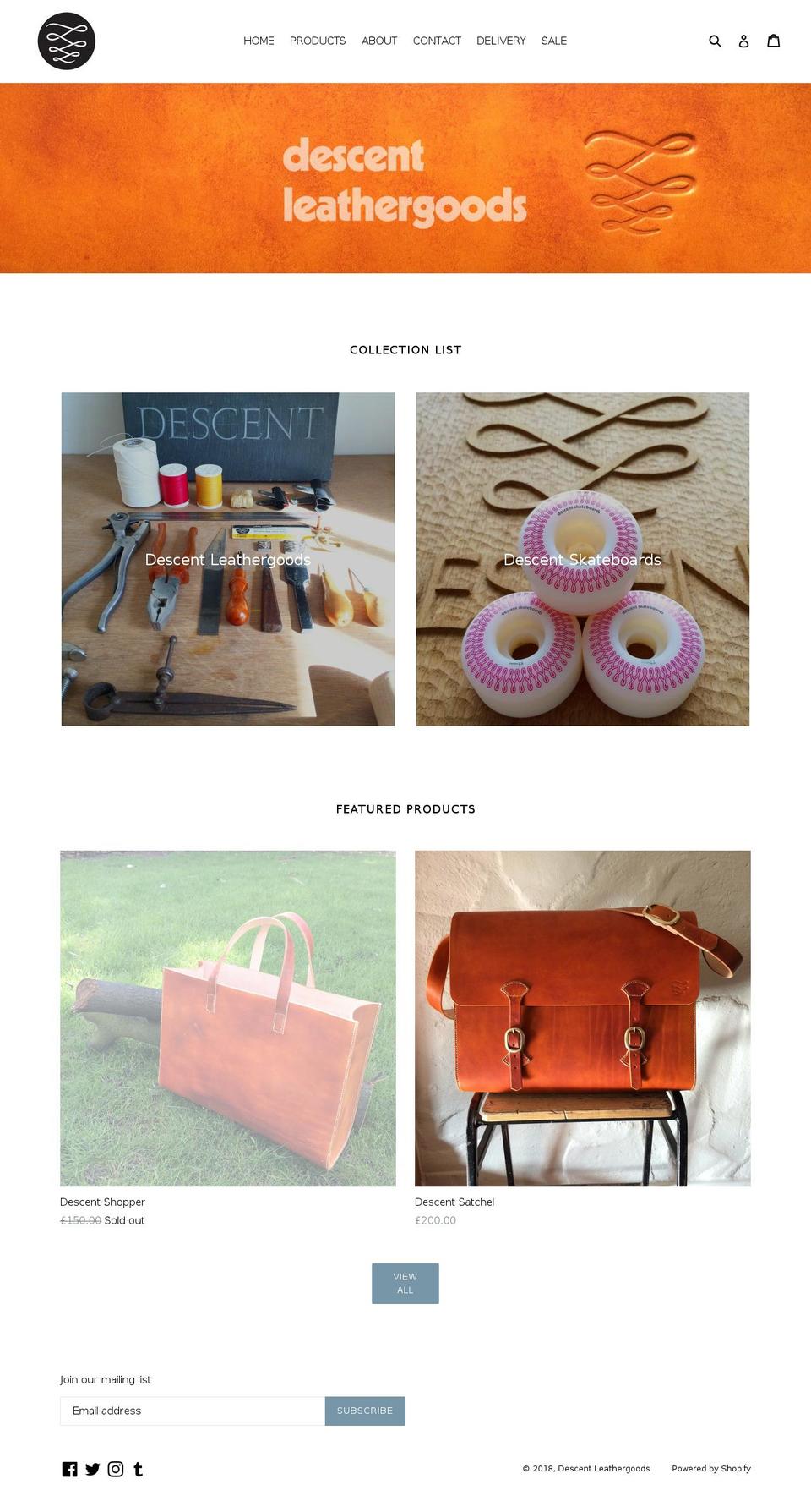 descentleather.com — Shopify storefront screenshot