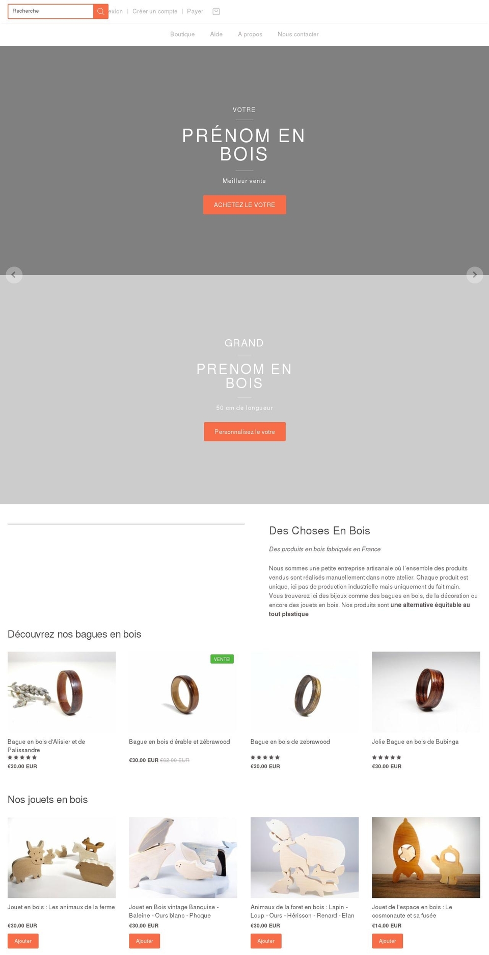 deschosesenbois.com shopify website screenshot