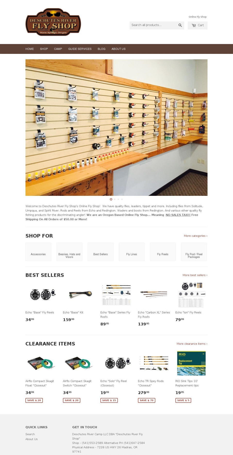 deschutesriverflyshop.com shopify website screenshot