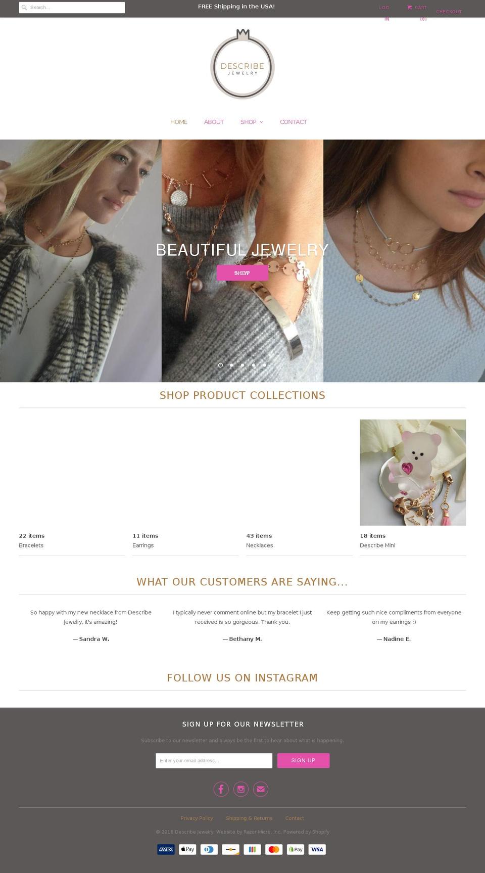 Describe Jewelry Responsive Shopify theme site example describedesign.com