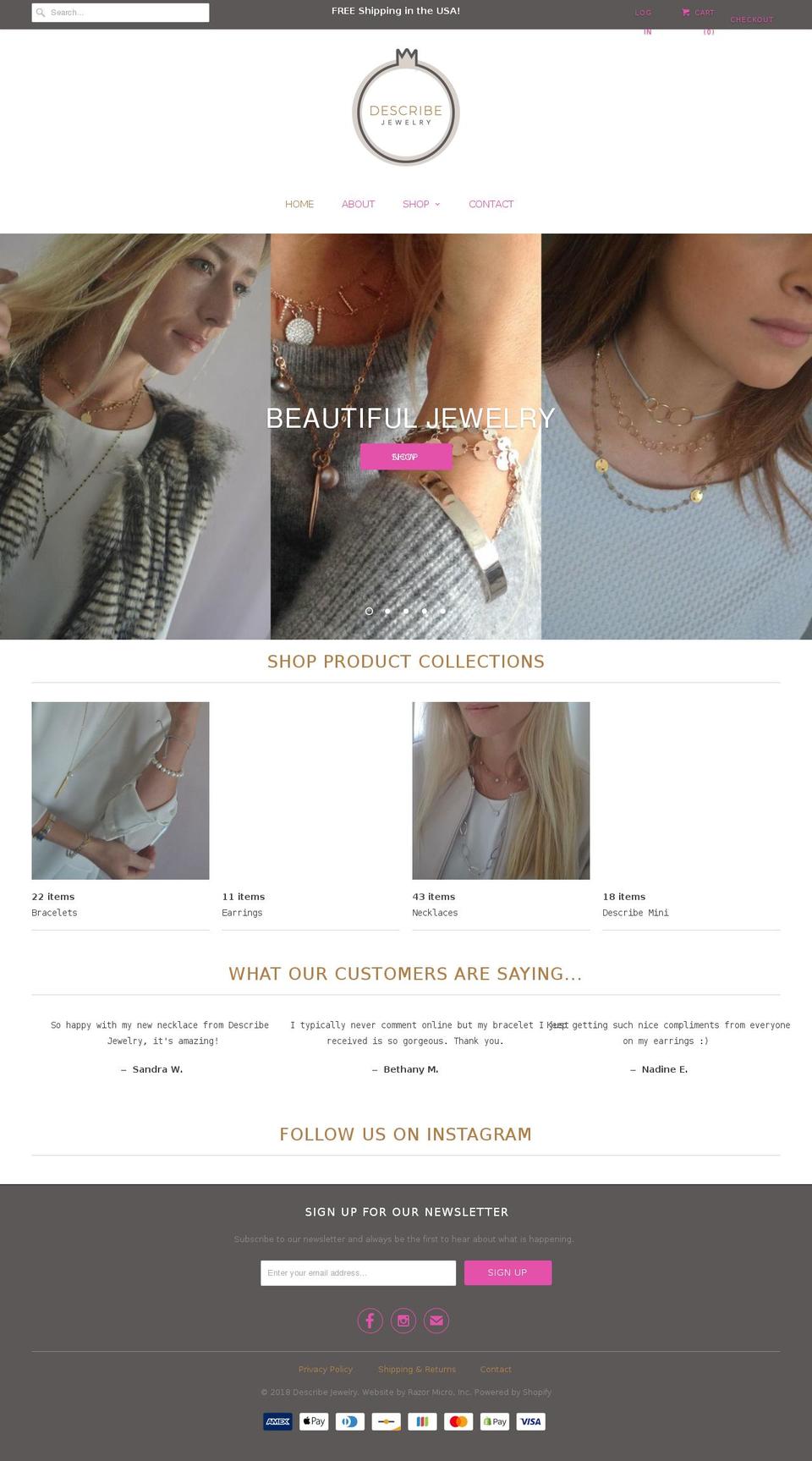 Describe Jewelry Responsive Shopify theme site example describejewelry.com