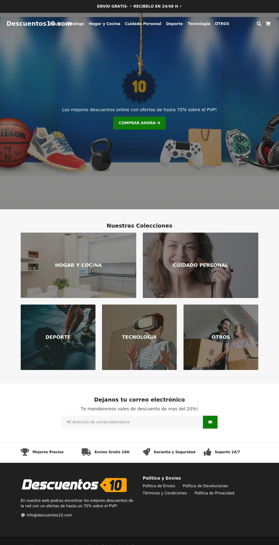 descuentos10.com shopify website screenshot