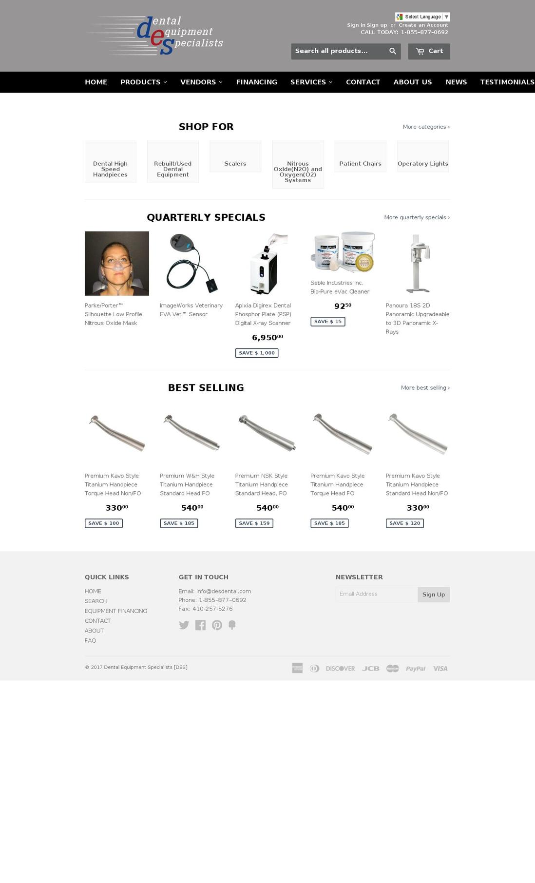 desdental.net shopify website screenshot