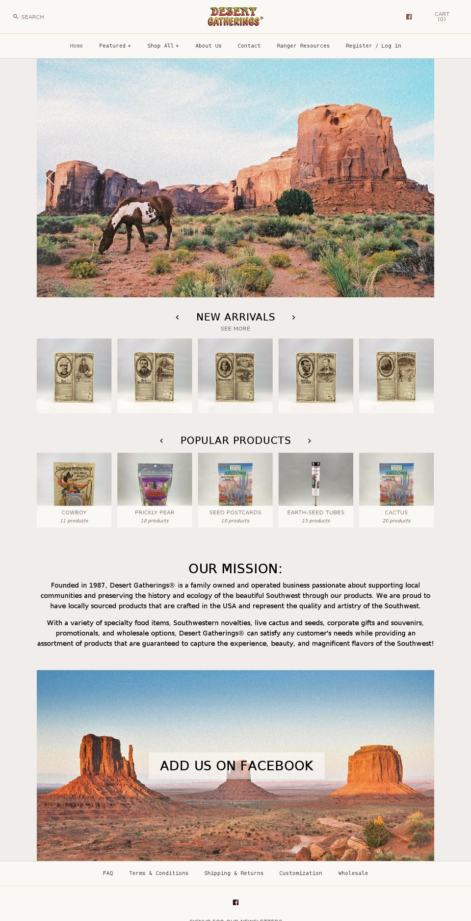 desert-gatherings.org shopify website screenshot