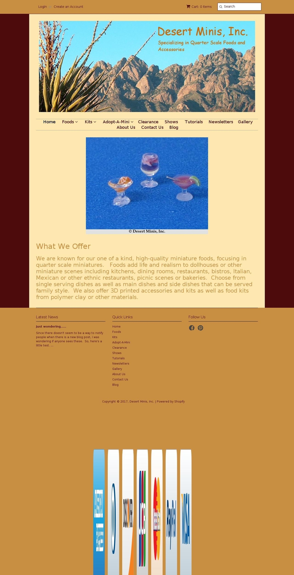 desert-minis.com shopify website screenshot