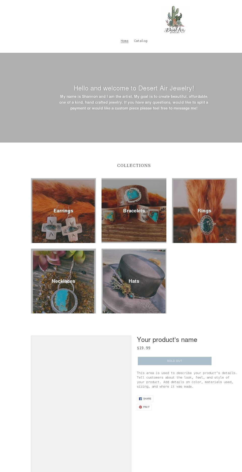 desertairjewelry.com shopify website screenshot