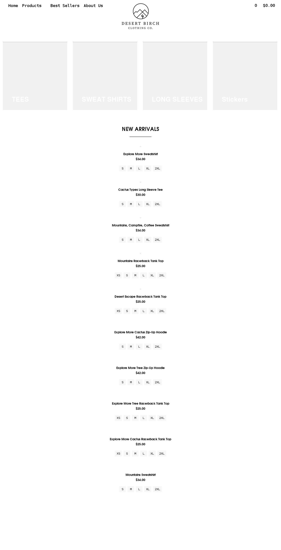 desertbirch.com shopify website screenshot