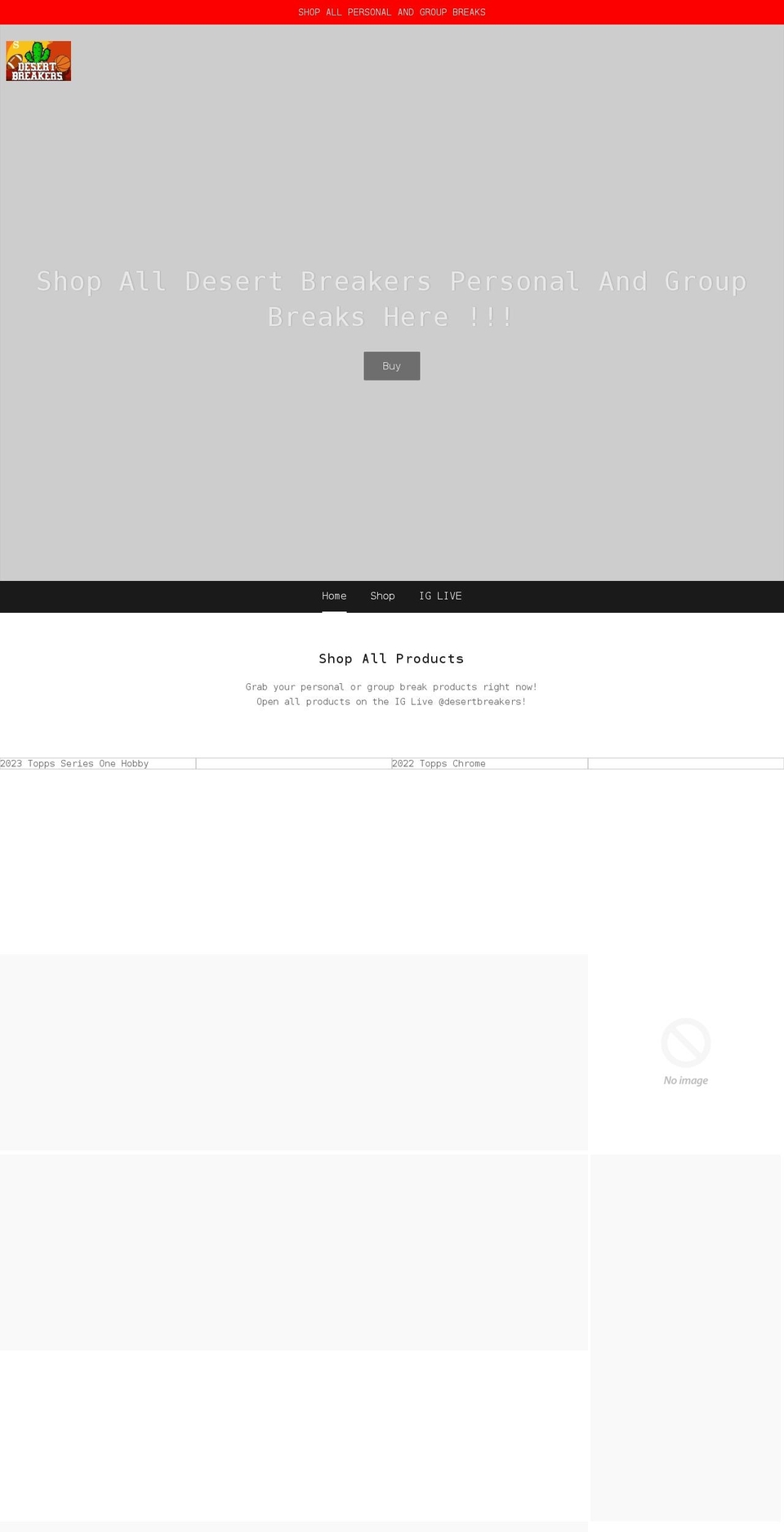 desertbreakers.com shopify website screenshot