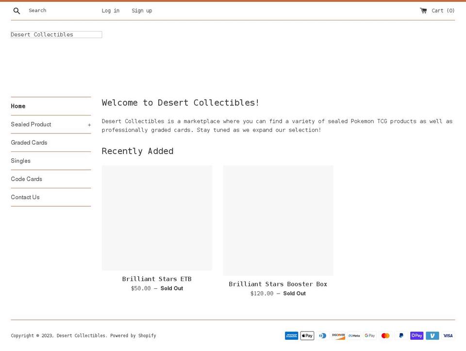 desertcollectibles.com shopify website screenshot