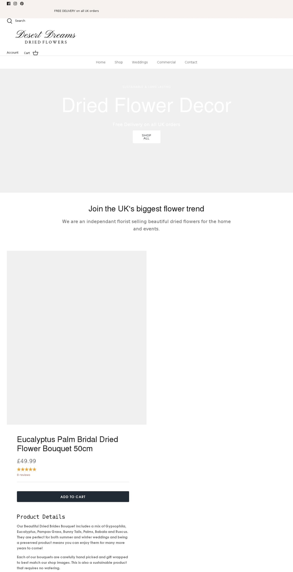 desertdreams.co.uk shopify website screenshot