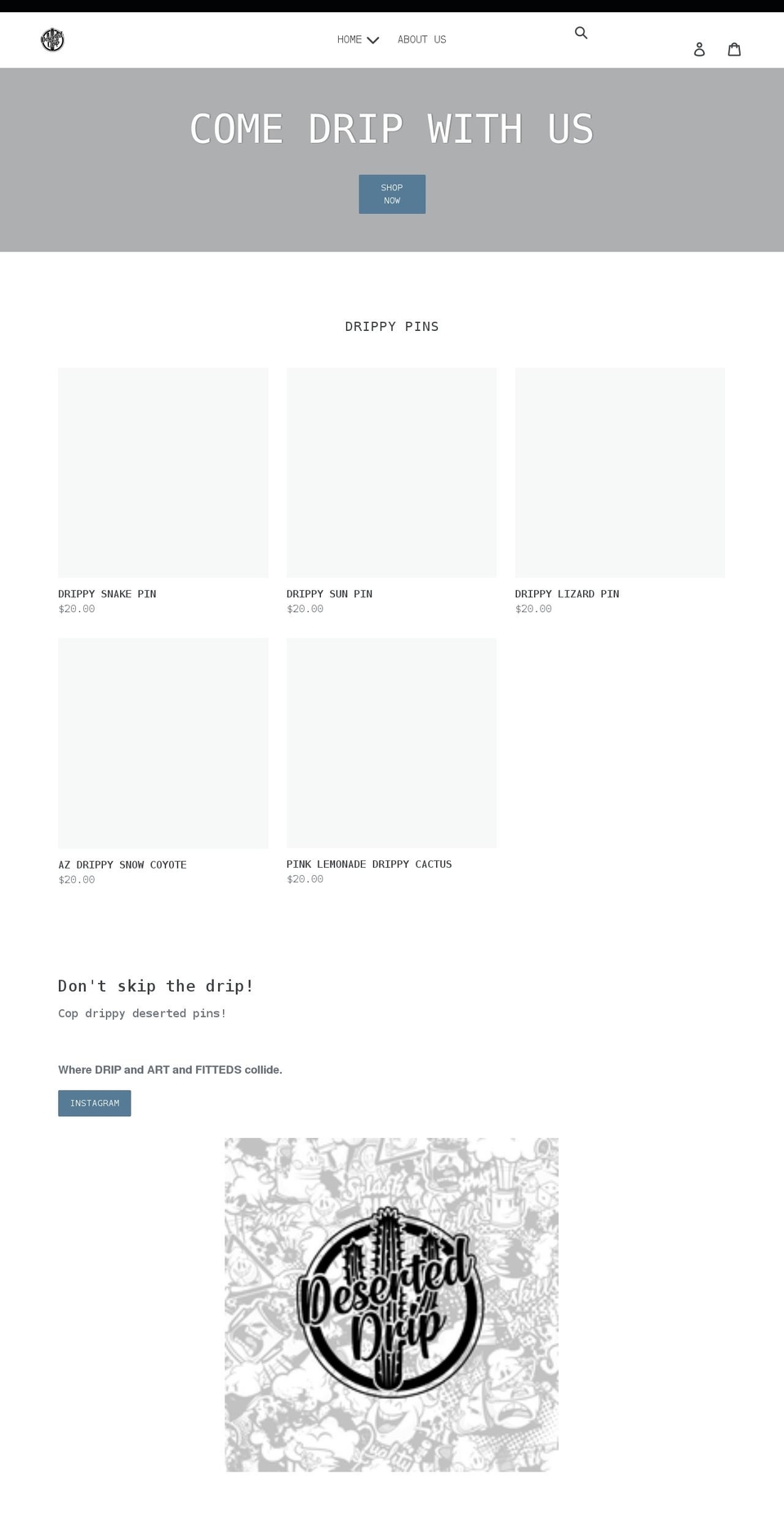 deserteddrip.com shopify website screenshot