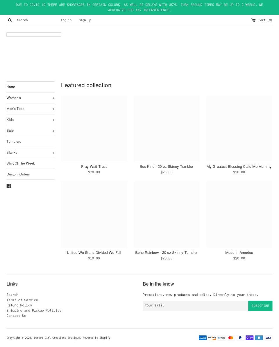 desertgirlcreationsboutique.com shopify website screenshot