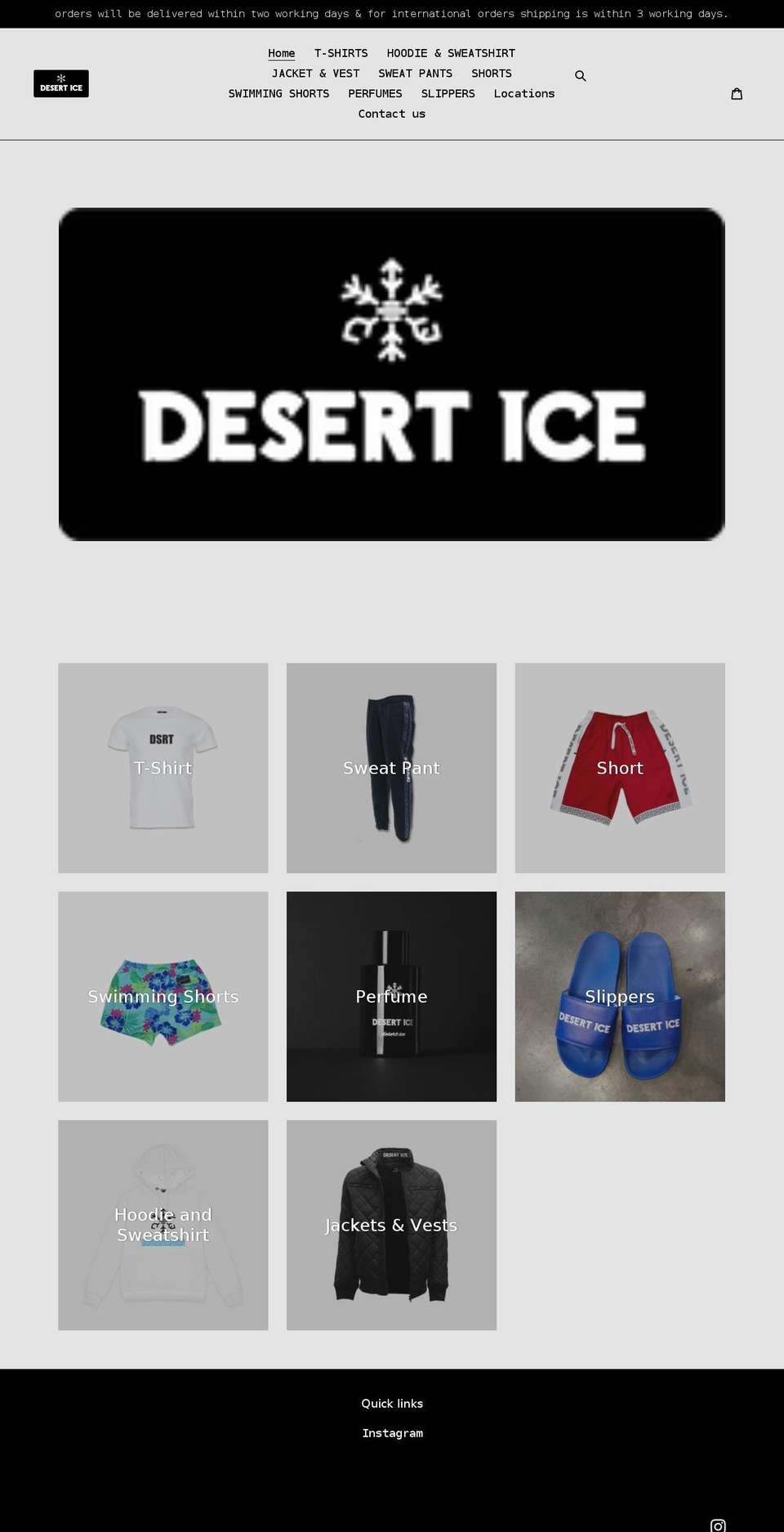 deserticeofficial.com shopify website screenshot