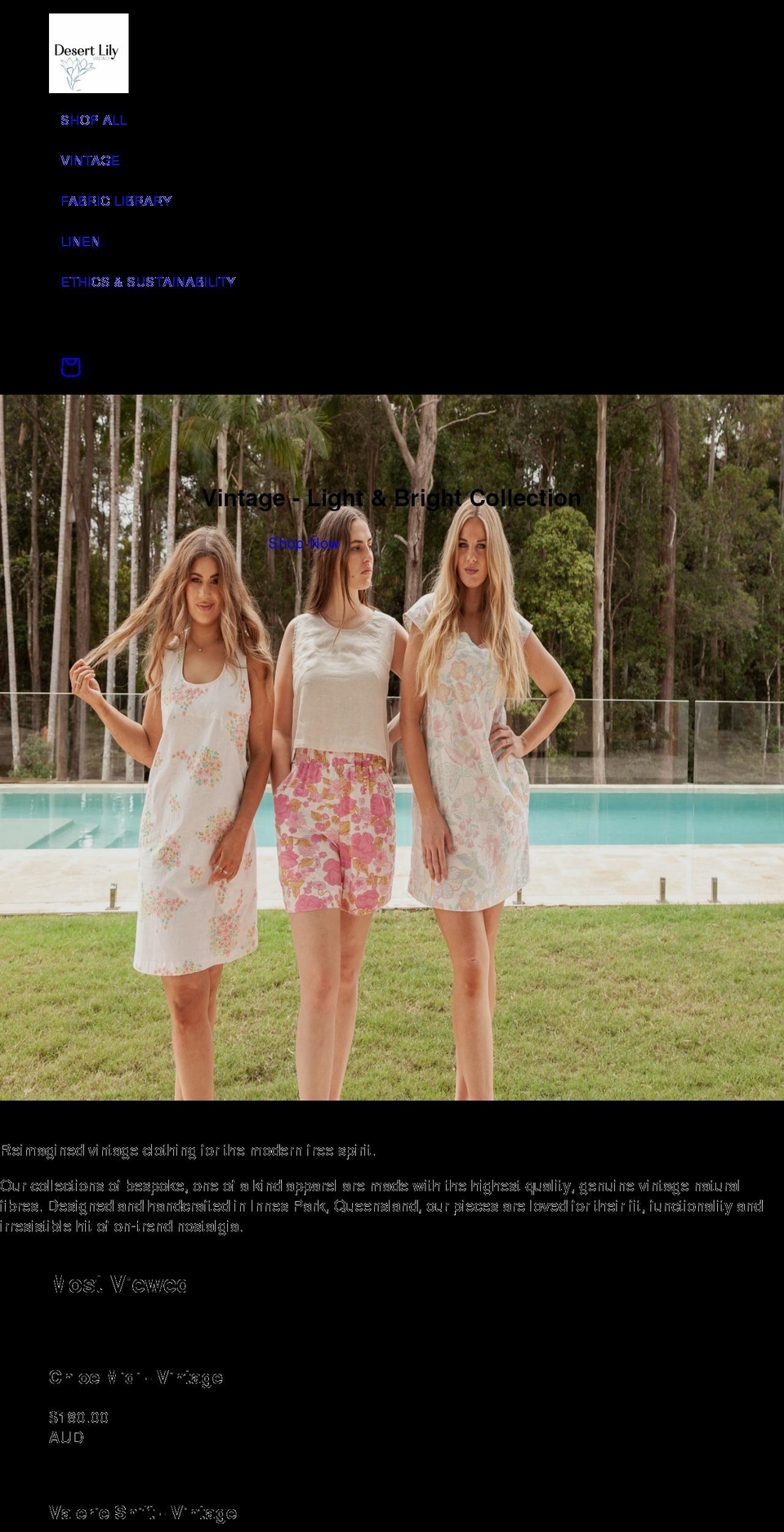 desertlilyvintage.com.au shopify website screenshot