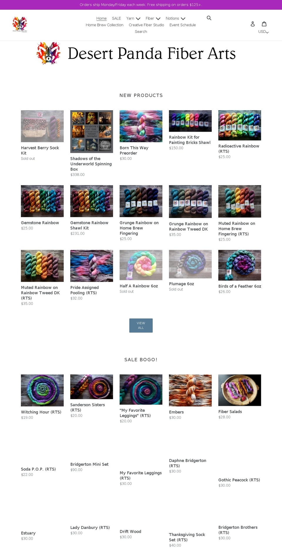 desertpandafiberarts.com shopify website screenshot