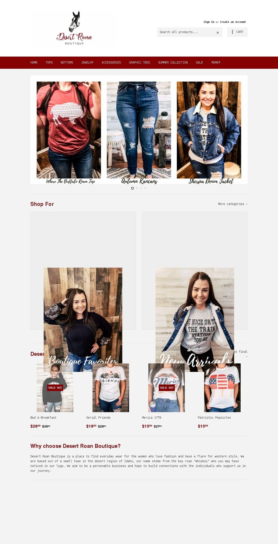 desertroanboutique.com shopify website screenshot