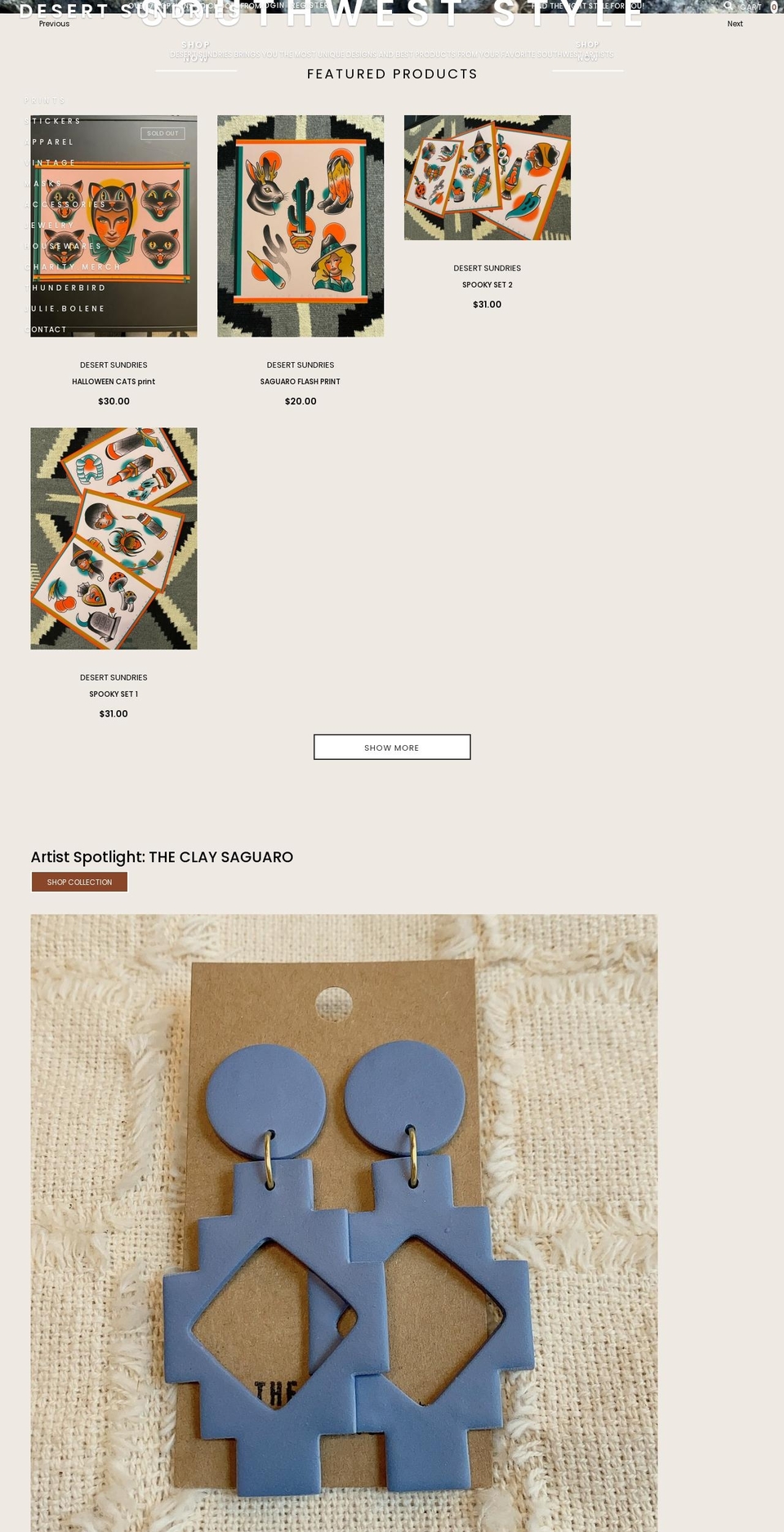 desertsundries.com shopify website screenshot