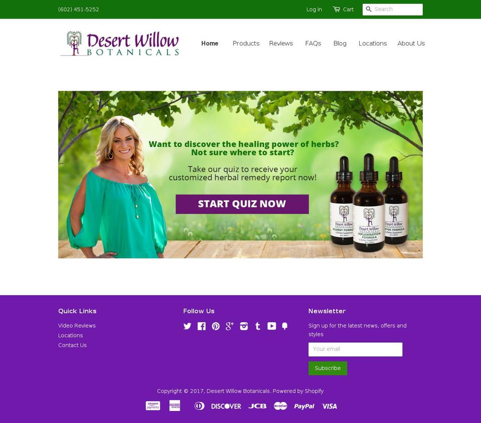 desertwillowbotanicals.com shopify website screenshot