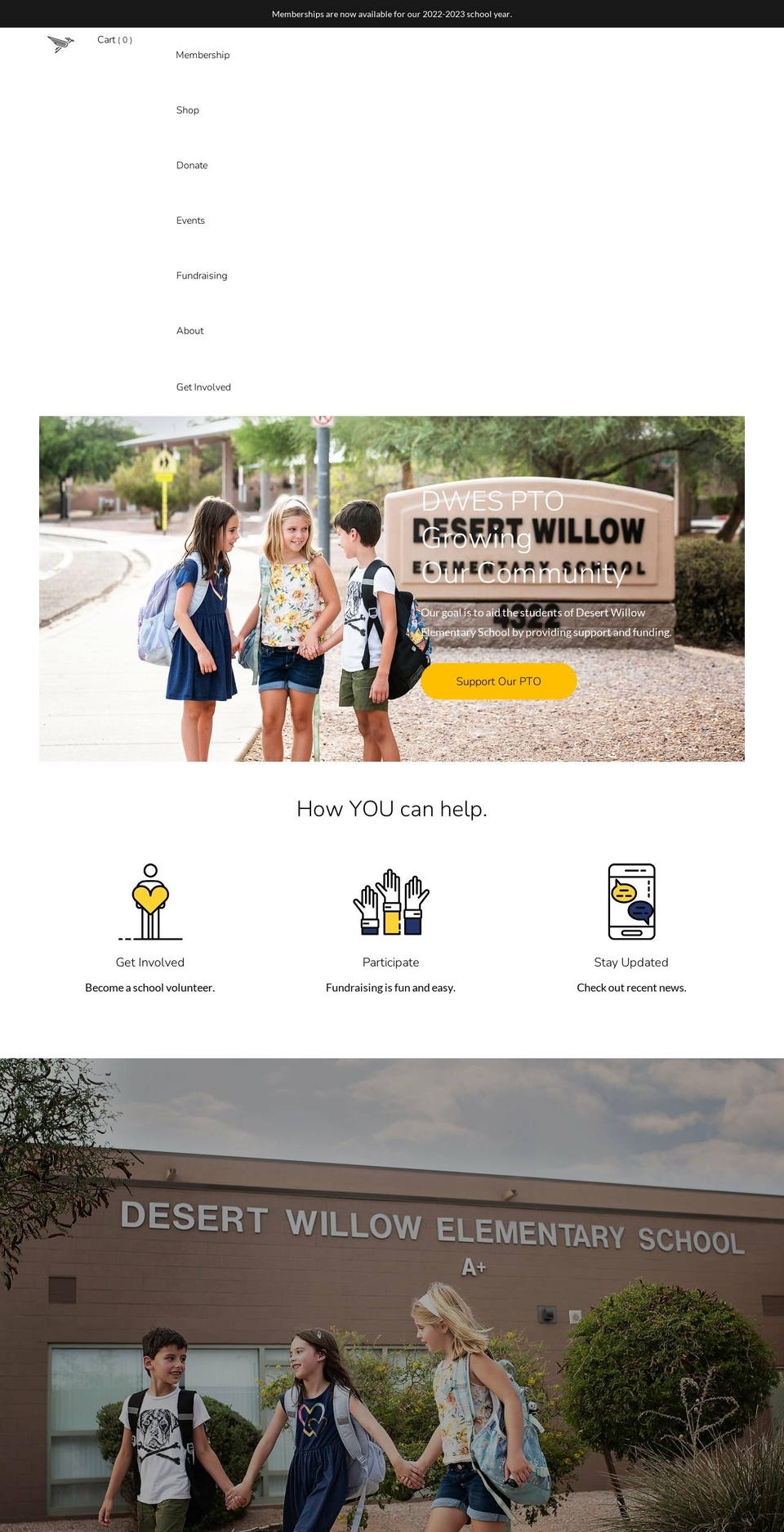 desertwillowpto.org shopify website screenshot