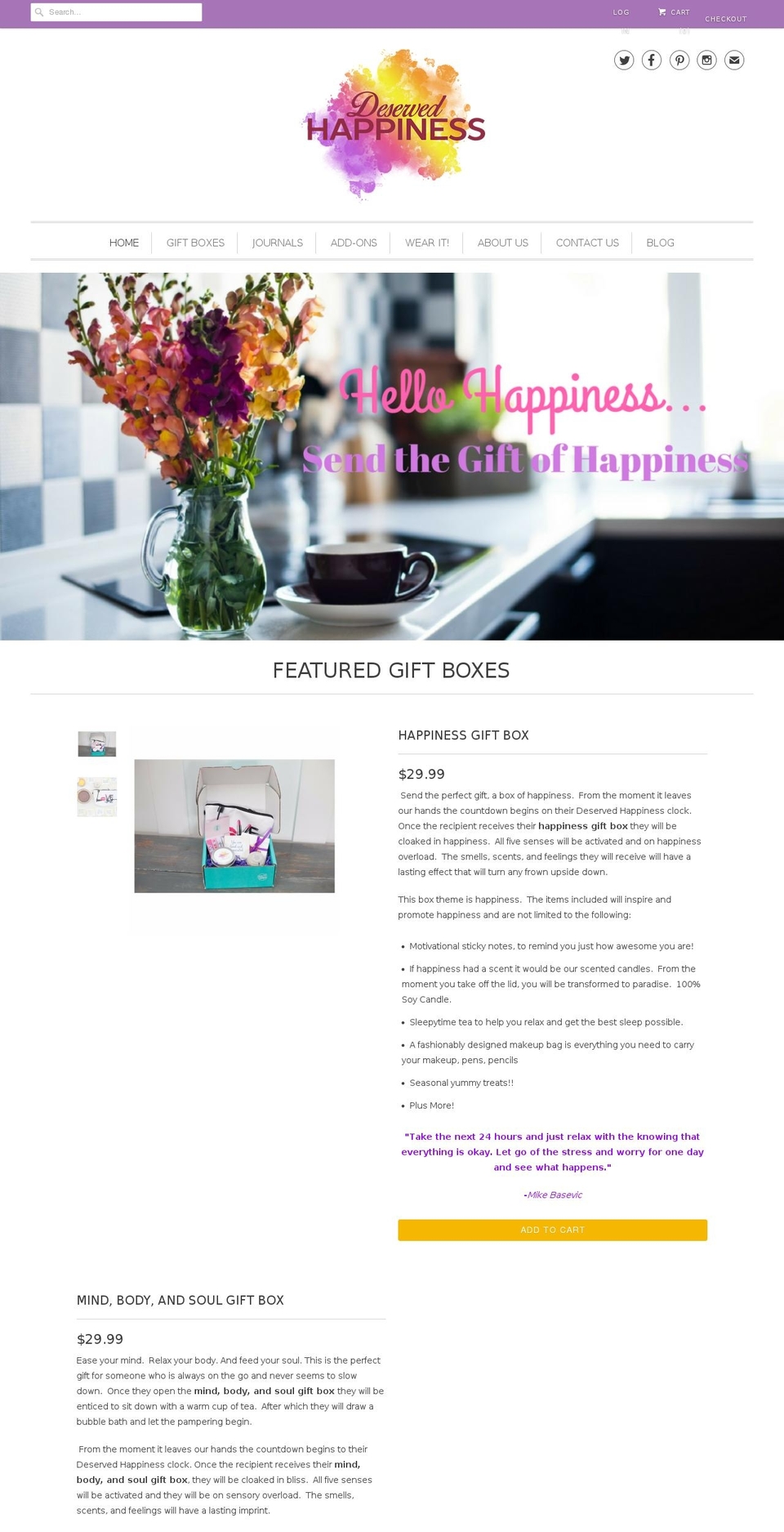 deservedhappiness.com — Shopify storefront screenshot