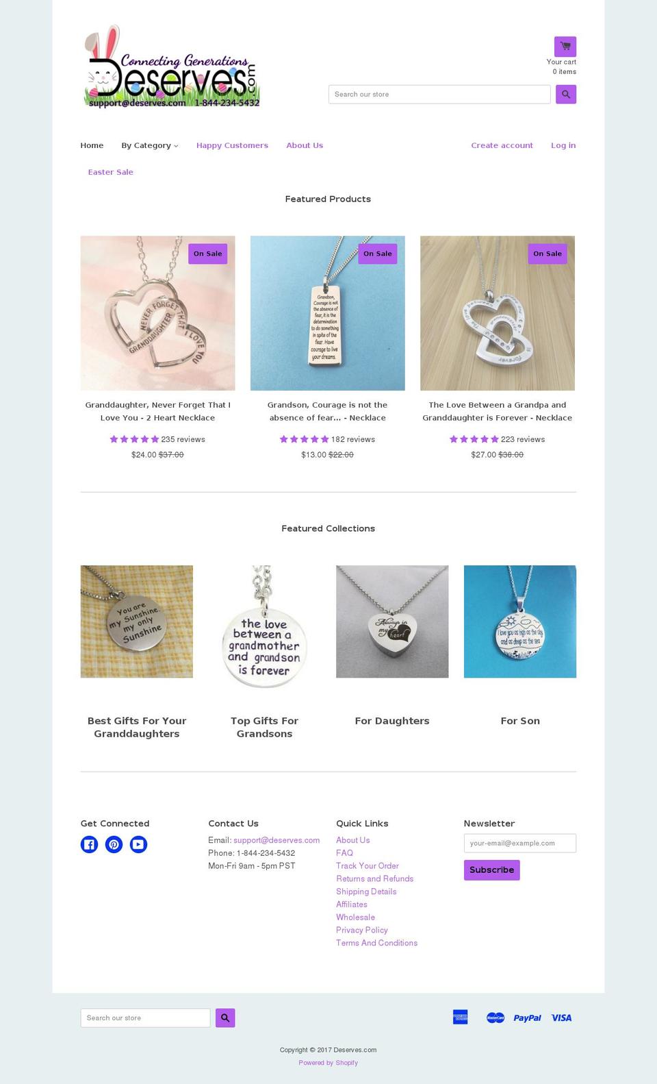 deserves.com shopify website screenshot
