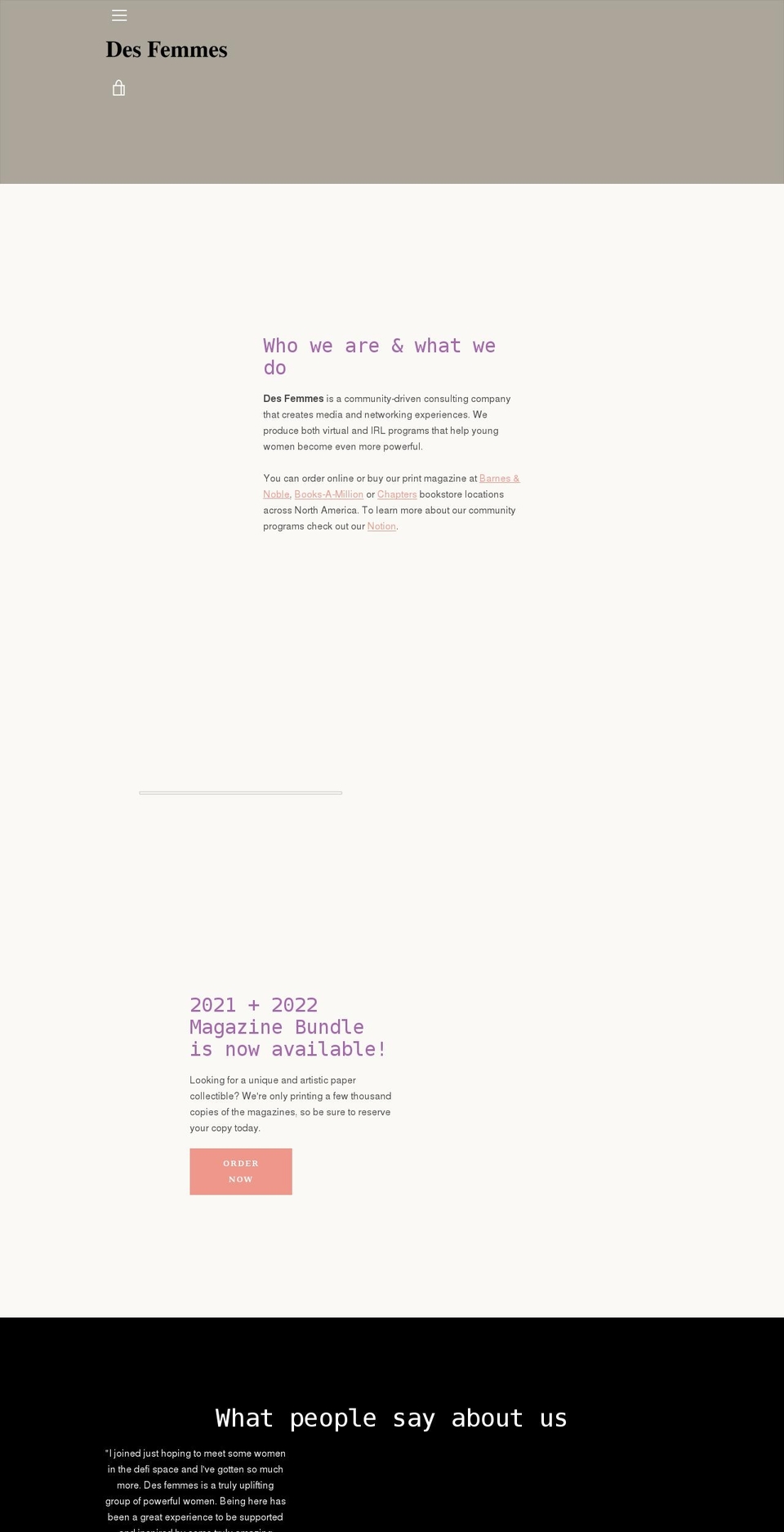 desfemmesmagazine.com shopify website screenshot