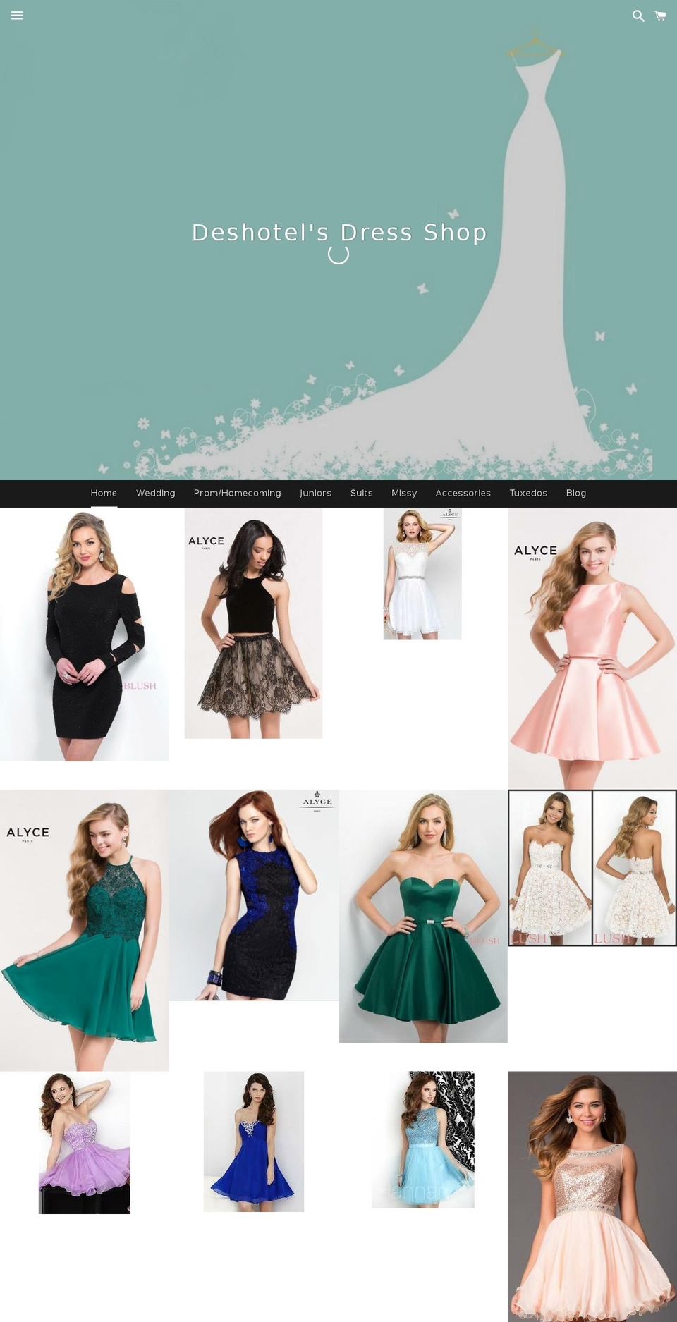 deshotelsdressshop.com shopify website screenshot