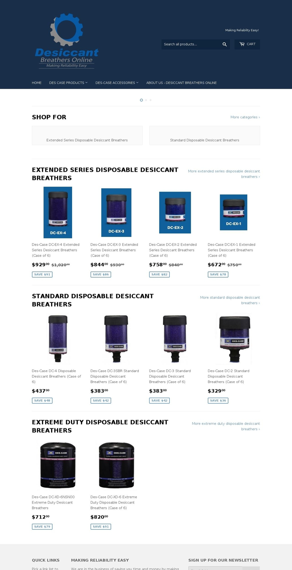 desiccantbreathersonline.com — Shopify storefront screenshot