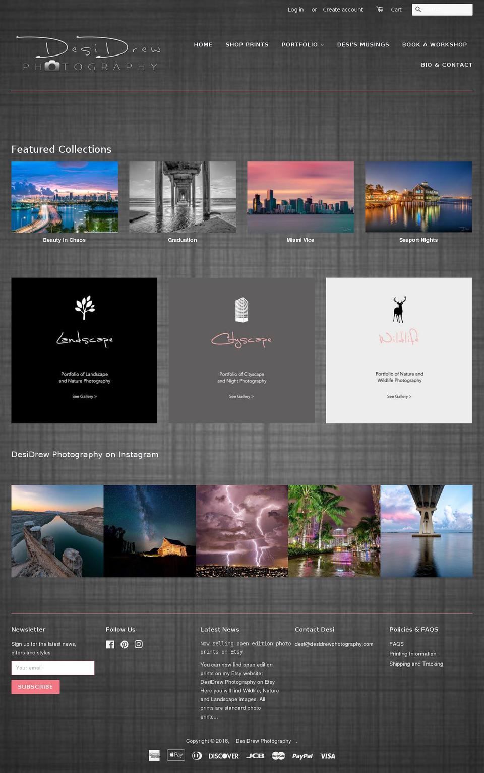 desidrewphotography.com shopify website screenshot